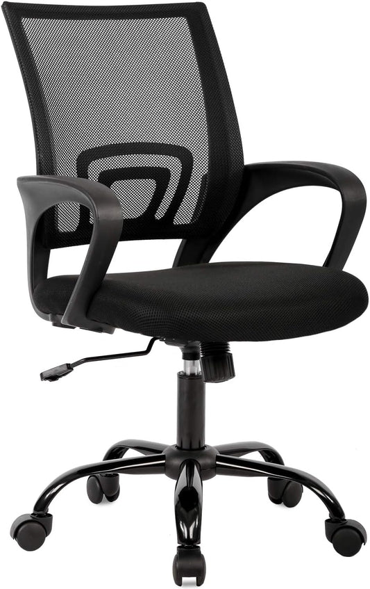 Ergonomic Office Chair Home Desk Chair Task Mesh Computer Chair Gaming with Back Lumbar Support Armrest Modern Swivel Modern Adjustable Rolling Executive Mesh Chair for Women Men (Black)