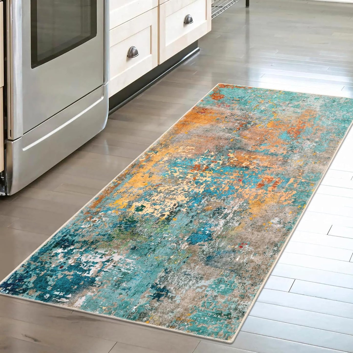 Lahome Modern Abstract Living Room Rug 8x10, Washable 8x10 Area Rugs for Bedroom Stain Resistant Non Slip, Large Red Soft Indoor Carpet for Dining Room Table Home Decor