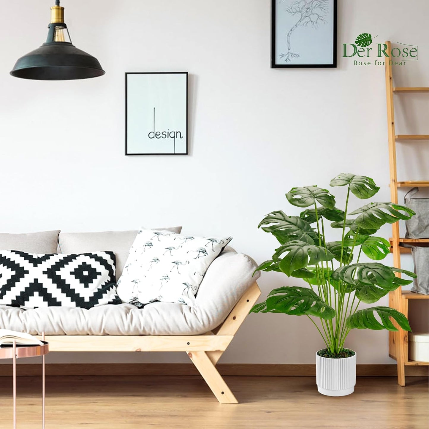 Der Rose 28" Fake Plants Large Artificial Monstera Faux Potted Plants Indoor Tall for Outdoor Floor Front Porch Tree Decor