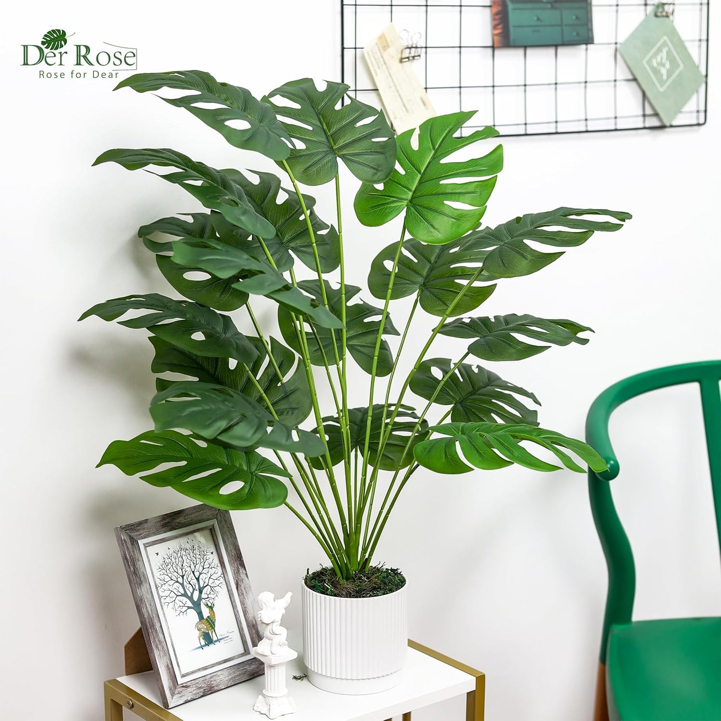Der Rose 28" Fake Plants Large Artificial Monstera Faux Potted Plants Indoor Tall for Outdoor Floor Front Porch Tree Decor
