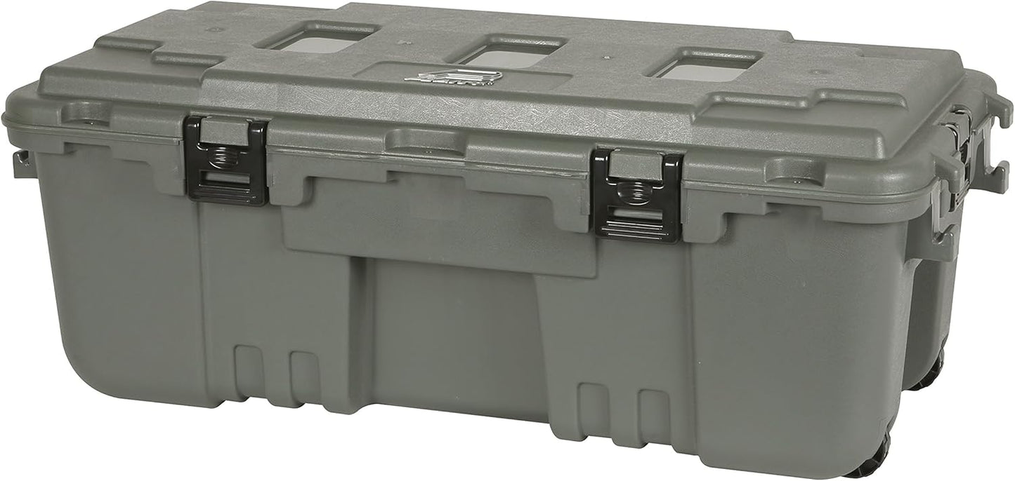 Plano Sportsman Trunk with Wheels, Black, 108-Quart, Lockable Storage Box, Rolling Sportsman Trunk, Hunting Gear and Ammunition Bin, Heavy-Duty Containers for Camping, Large
