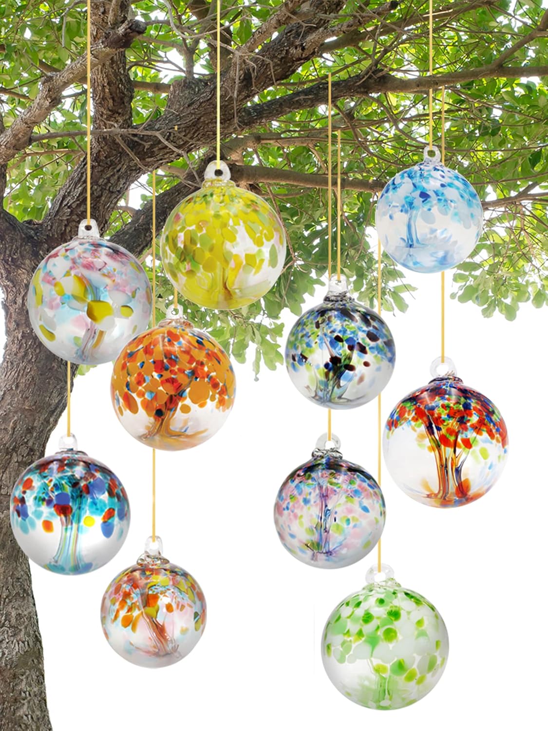 Dale Tiffany Hand Blown Glass, 3" Diameter Royal, Tree of Life Collection, Witch Globe Hanging Garden Indoor/Outdoor Decorative Ornament Gazing Ball