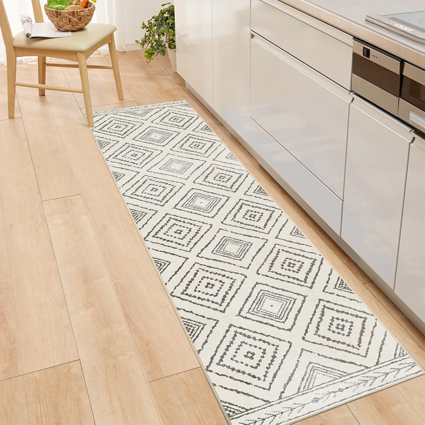 Area Rug 8x10 Rug Machine Washable Non-Slip Low Pile Print Pattern Western Rug for Living Room Bedroom Entryway Tribal Series -Cream/Camel