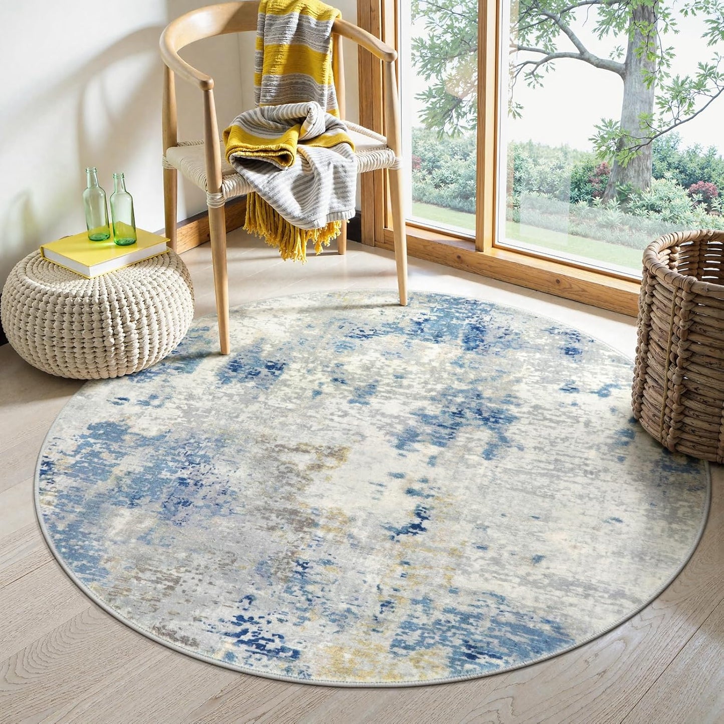 Lahome Modern Abstract Living Room Rug 8x10, Washable 8x10 Area Rugs for Bedroom Stain Resistant Non Slip, Large Red Soft Indoor Carpet for Dining Room Table Home Decor