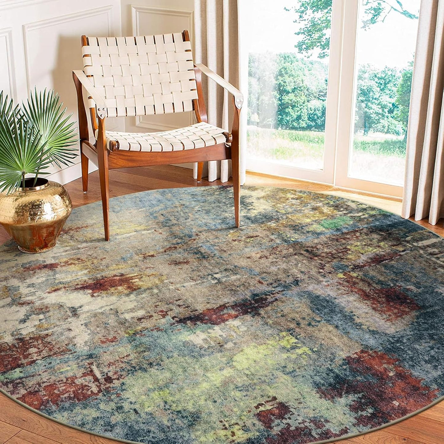 Lahome Modern Abstract Living Room Rug 8x10, Washable 8x10 Area Rugs for Bedroom Stain Resistant Non Slip, Large Red Soft Indoor Carpet for Dining Room Table Home Decor