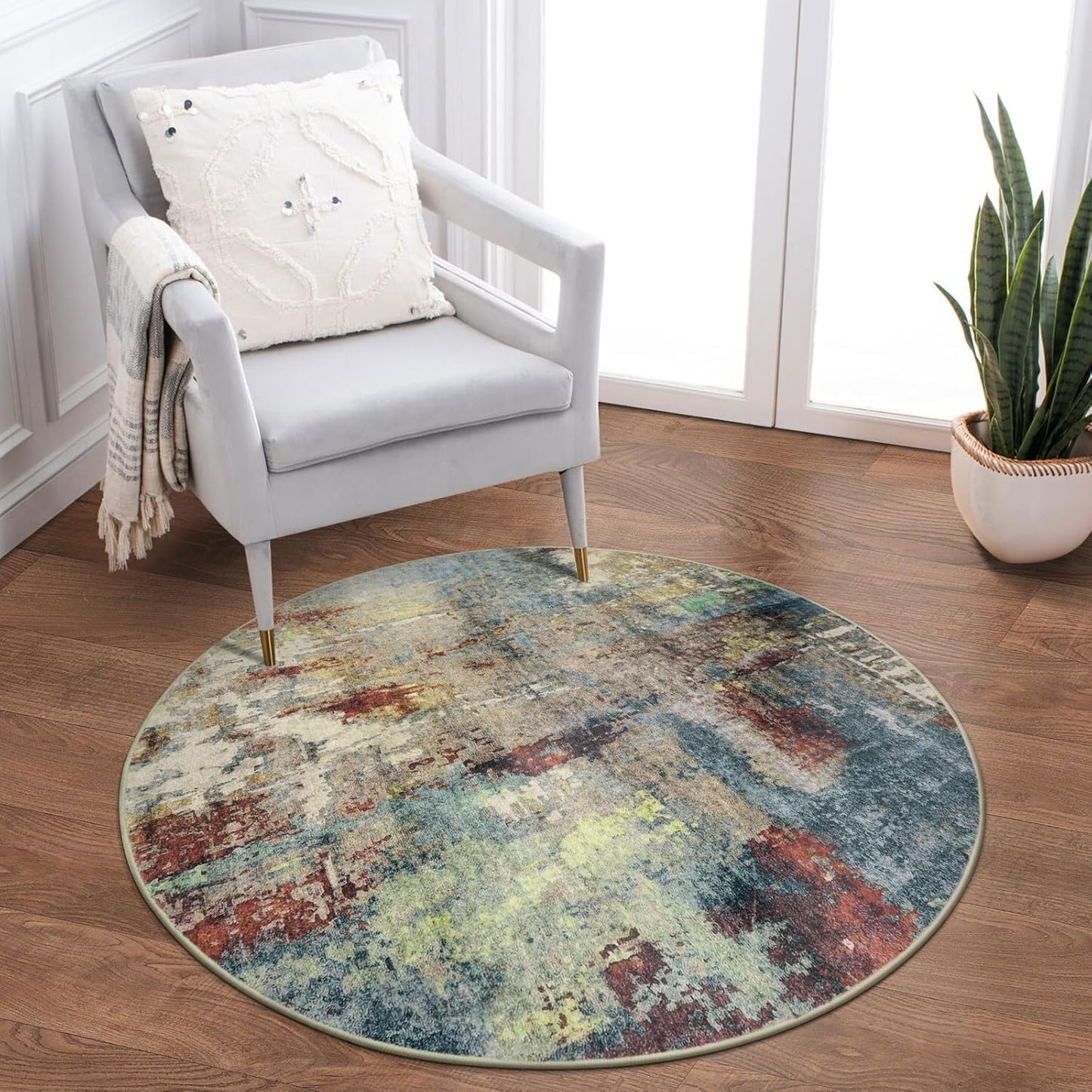 Lahome Modern Abstract Living Room Rug 8x10, Washable 8x10 Area Rugs for Bedroom Stain Resistant Non Slip, Large Red Soft Indoor Carpet for Dining Room Table Home Decor