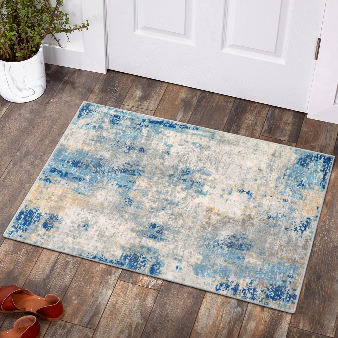 Lahome Modern Abstract Living Room Rug 8x10, Washable 8x10 Area Rugs for Bedroom Stain Resistant Non Slip, Large Red Soft Indoor Carpet for Dining Room Table Home Decor