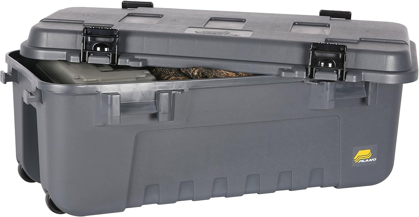 Plano Sportsman Trunk with Wheels, Black, 108-Quart, Lockable Storage Box, Rolling Sportsman Trunk, Hunting Gear and Ammunition Bin, Heavy-Duty Containers for Camping, Large