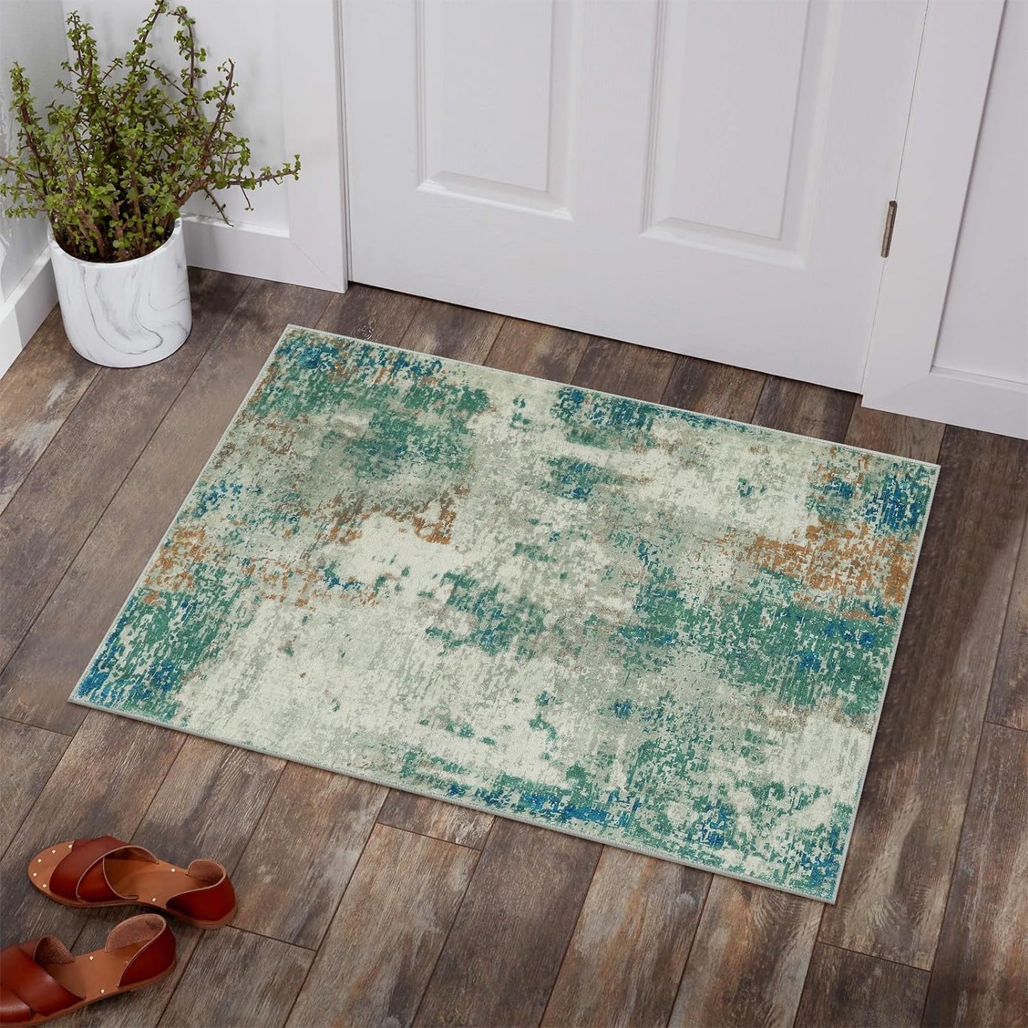 Lahome Modern Abstract Living Room Rug 8x10, Washable 8x10 Area Rugs for Bedroom Stain Resistant Non Slip, Large Red Soft Indoor Carpet for Dining Room Table Home Decor