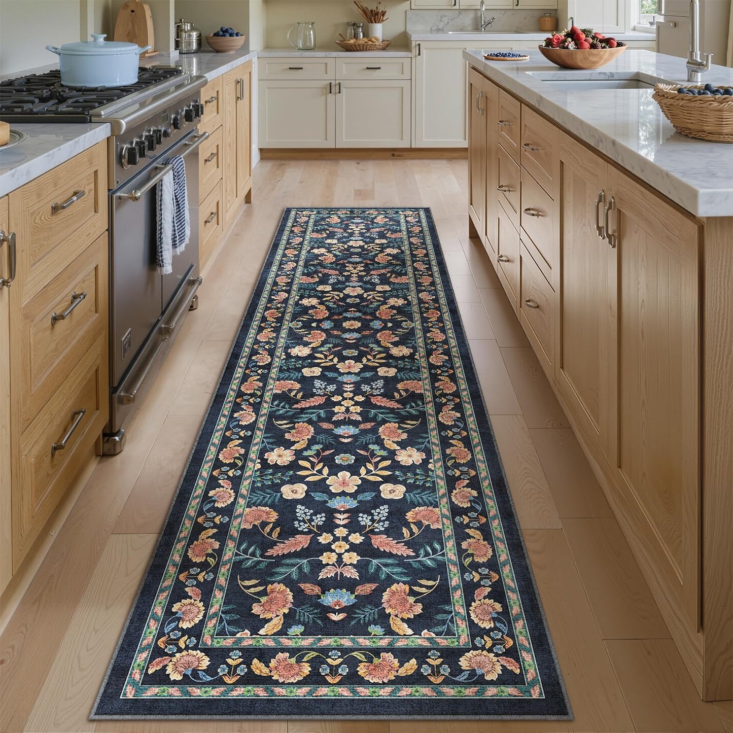 8x10 Machine Washable Rugs Brown Hallway Large Area Rug Indoor Accent Rug Floral Low Pile Carpet Soft Throw Aesthetic Rug Bedroom Living Room Office Dining Room Kitchen Laundry Room