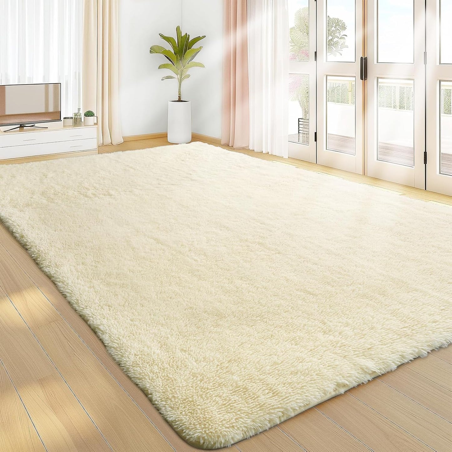 Sour Lemon 10x14 Area Rugs for Bedroom, Fluffy Rugs for Living Room, Large Area Rug Shag Shaggy Carpet Soft Plush Furry Bedside Rug, Machine Washable Area Rugs for Kids Girls Boys Home Decor Anti Slip