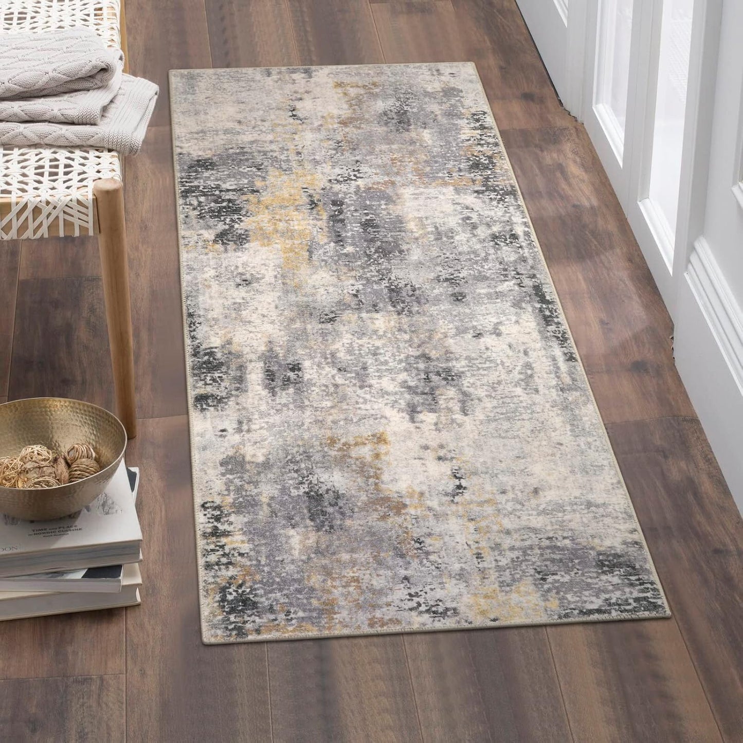 Lahome Modern Abstract Living Room Rug 8x10, Washable 8x10 Area Rugs for Bedroom Stain Resistant Non Slip, Large Red Soft Indoor Carpet for Dining Room Table Home Decor
