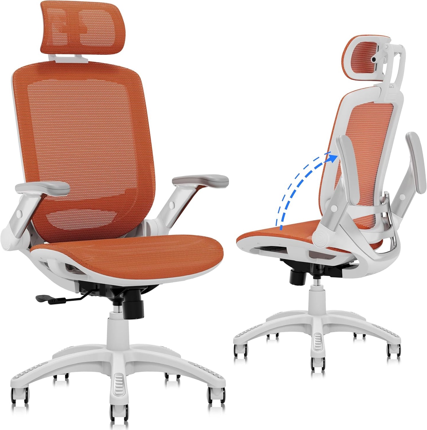 GABRYLLY Ergonomic Office Chair, High Back Home Desk Chair with Headrest, Flip-Up Arms, 90-120° Tilt Lock and Wide Cushion, Big and Tall Mesh Chairs for Man Woman, Black Task Chair
