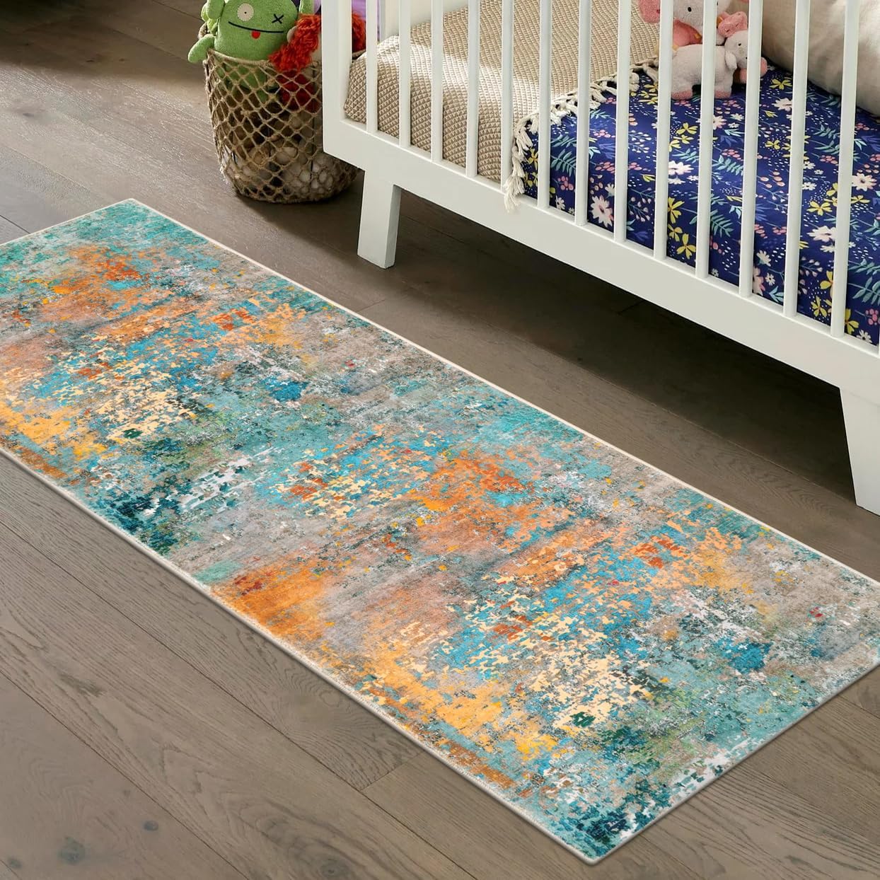 Lahome Modern Abstract Living Room Rug 8x10, Washable 8x10 Area Rugs for Bedroom Stain Resistant Non Slip, Large Red Soft Indoor Carpet for Dining Room Table Home Decor