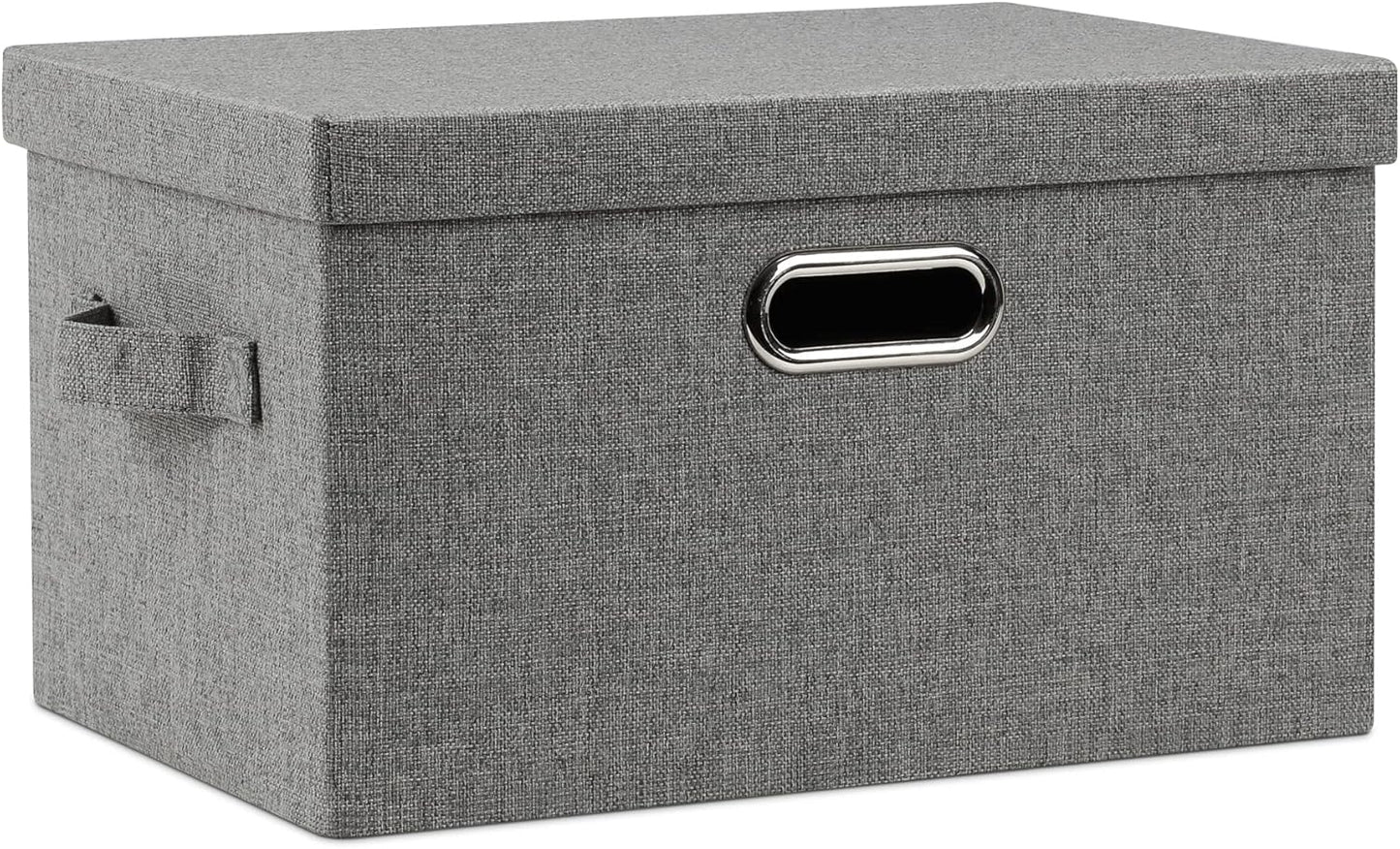 Large 17" 36 Quart Collapsible Stackable Storage Bins with Lids, 3 Packs Beige Linen Fabric Closet Boxes with Lids, Storage Cube Baskets Container Organizers for Bedroom Office(17 x12 x11)