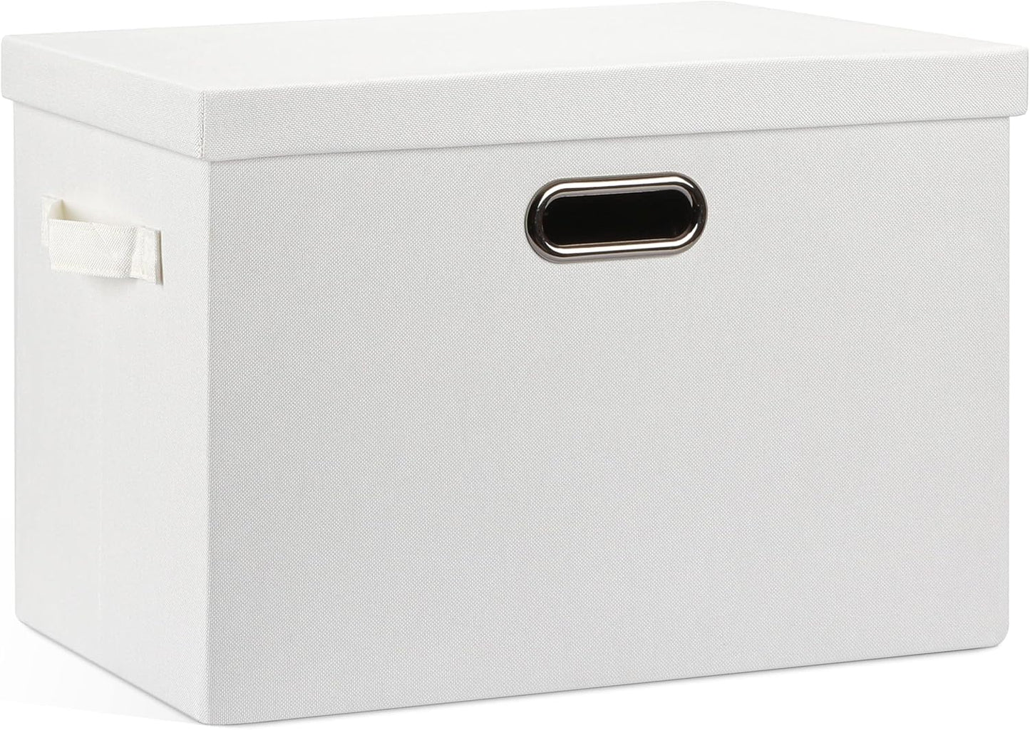 Large 17" 36 Quart Collapsible Stackable Storage Bins with Lids, 3 Packs Beige Linen Fabric Closet Boxes with Lids, Storage Cube Baskets Container Organizers for Bedroom Office(17 x12 x11)