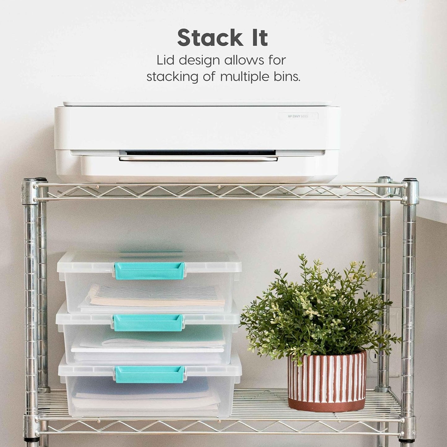 IRIS USA 6 Qt. Plastic Storage Bins Containers with Lids, 4 Pack, Sensory Bin, Craft Storage, Craft Organizers and Storage, Organizing Container for Home, Office and Art Supplies, Stackable, Clear
