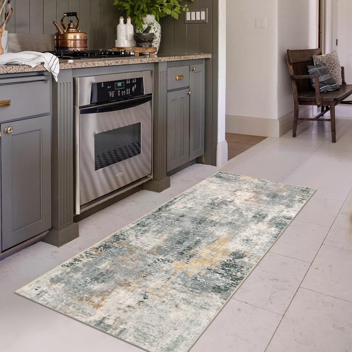 Lahome Modern Abstract Living Room Rug 8x10, Washable 8x10 Area Rugs for Bedroom Stain Resistant Non Slip, Large Red Soft Indoor Carpet for Dining Room Table Home Decor