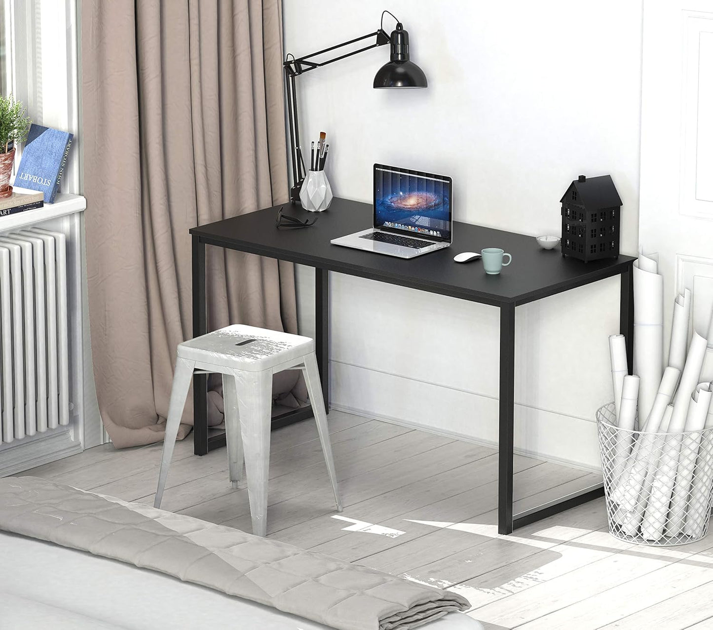SHW Mission 48-Inch Home Office Computer Desk, Black