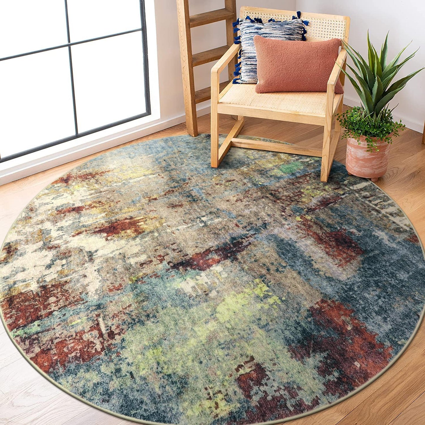 Lahome Modern Abstract Living Room Rug 8x10, Washable 8x10 Area Rugs for Bedroom Stain Resistant Non Slip, Large Red Soft Indoor Carpet for Dining Room Table Home Decor