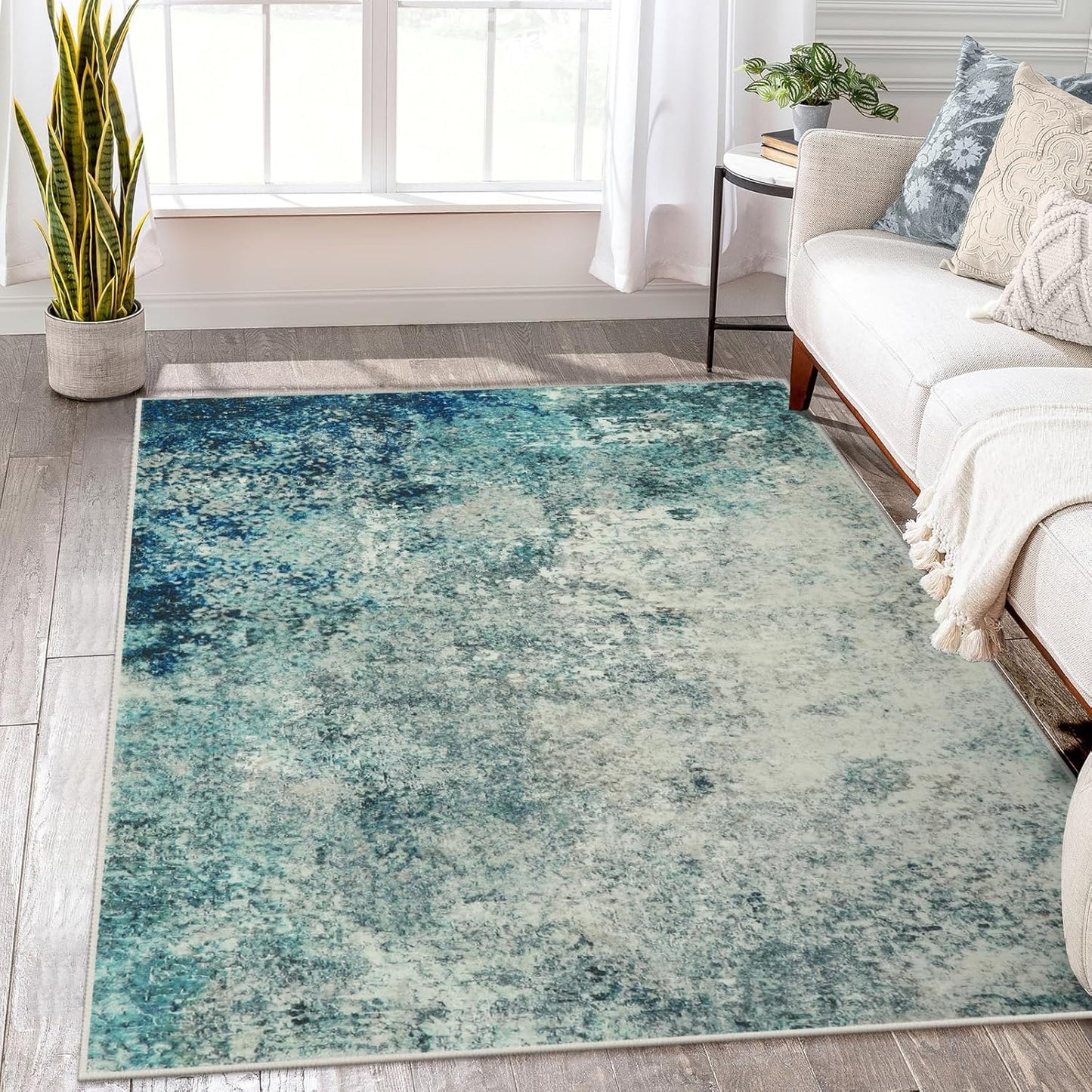 Lahome Modern Abstract Living Room Rug 8x10, Washable 8x10 Area Rugs for Bedroom Stain Resistant Non Slip, Large Red Soft Indoor Carpet for Dining Room Table Home Decor