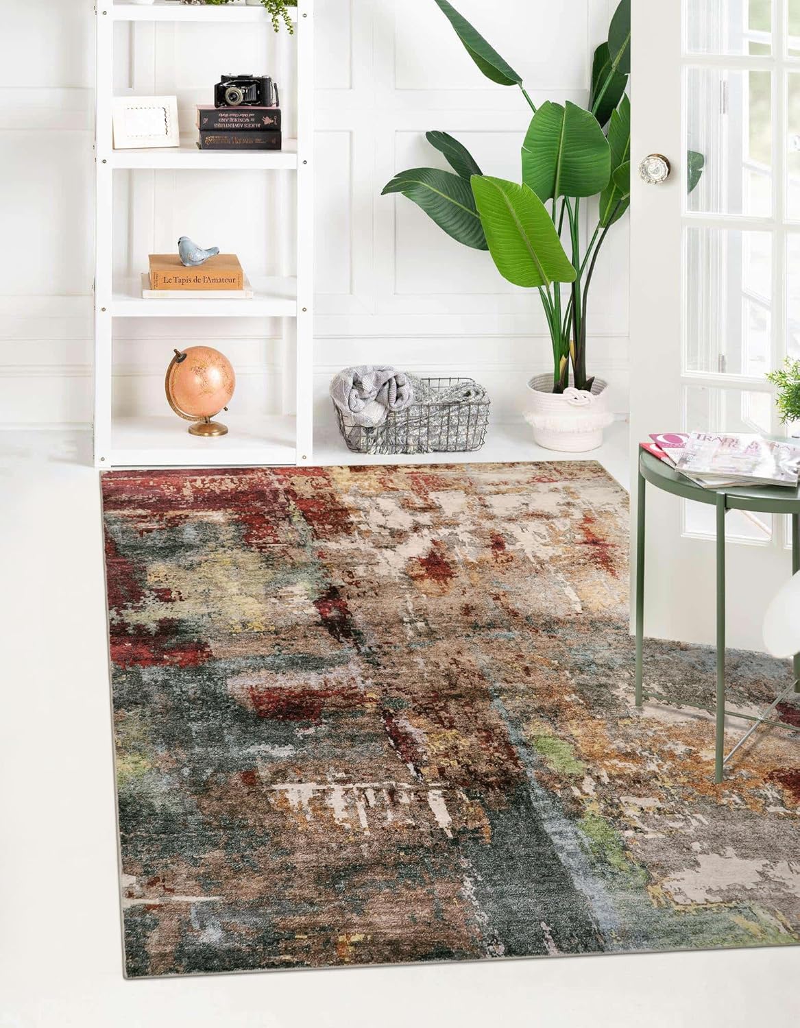 Lahome Modern Abstract Living Room Rug 8x10, Washable 8x10 Area Rugs for Bedroom Stain Resistant Non Slip, Large Red Soft Indoor Carpet for Dining Room Table Home Decor