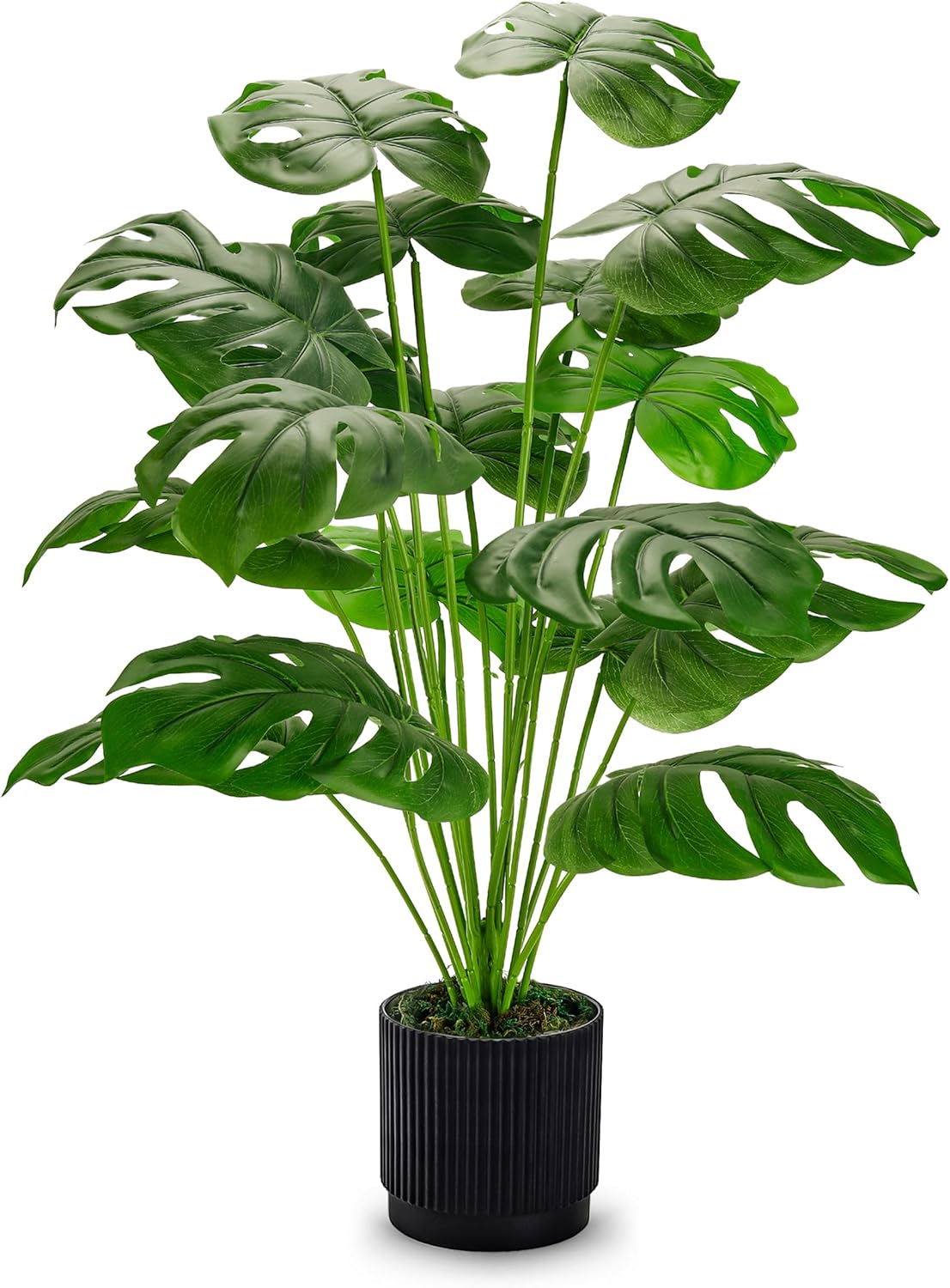 Der Rose 28" Fake Plants Large Artificial Monstera Faux Potted Plants Indoor Tall for Outdoor Floor Front Porch Tree Decor