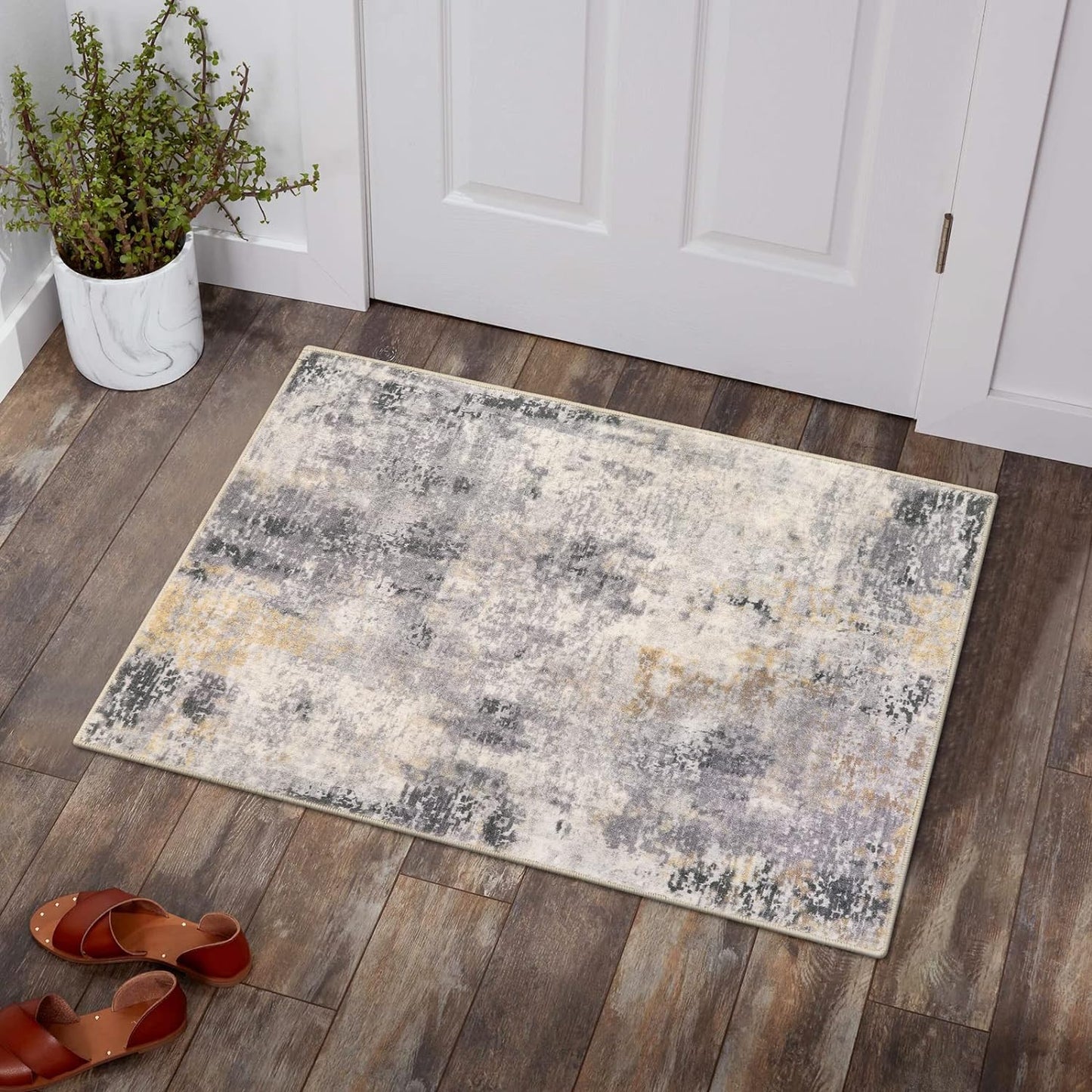 Lahome Modern Abstract Living Room Rug 8x10, Washable 8x10 Area Rugs for Bedroom Stain Resistant Non Slip, Large Red Soft Indoor Carpet for Dining Room Table Home Decor