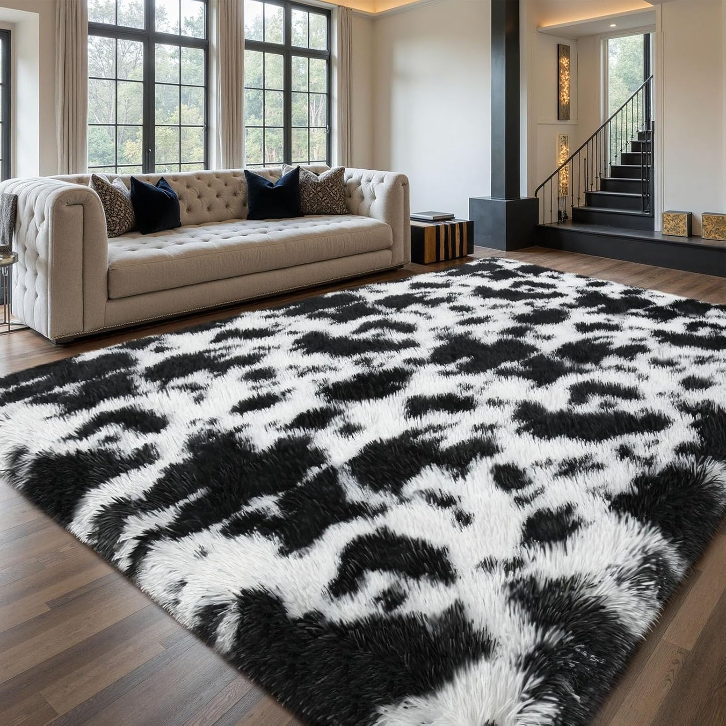 Sour Lemon 10x14 Area Rugs for Bedroom, Fluffy Rugs for Living Room, Large Area Rug Shag Shaggy Carpet Soft Plush Furry Bedside Rug, Machine Washable Area Rugs for Kids Girls Boys Home Decor Anti Slip