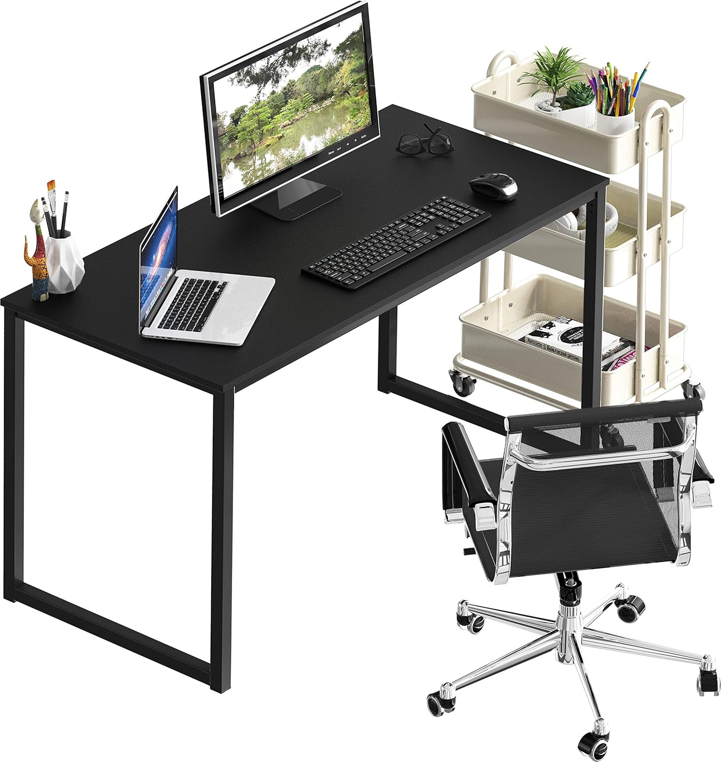 SHW Mission 48-Inch Home Office Computer Desk, Black