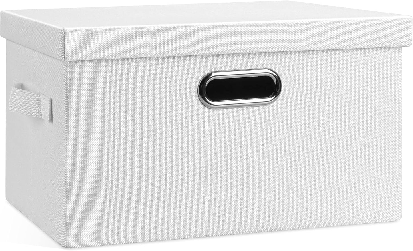 Large 17" 36 Quart Collapsible Stackable Storage Bins with Lids, 3 Packs Beige Linen Fabric Closet Boxes with Lids, Storage Cube Baskets Container Organizers for Bedroom Office(17 x12 x11)