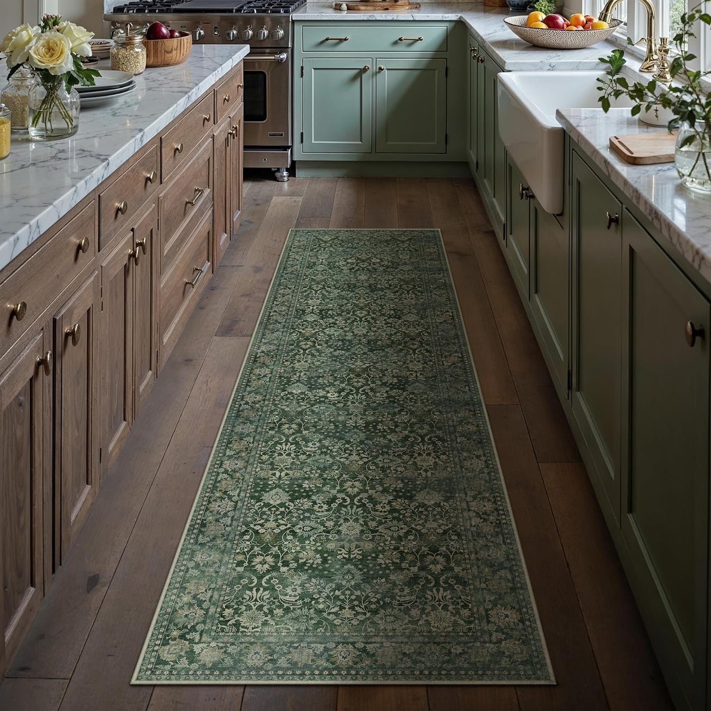 8x10 Machine Washable Rugs Brown Hallway Large Area Rug Indoor Accent Rug Floral Low Pile Carpet Soft Throw Aesthetic Rug Bedroom Living Room Office Dining Room Kitchen Laundry Room