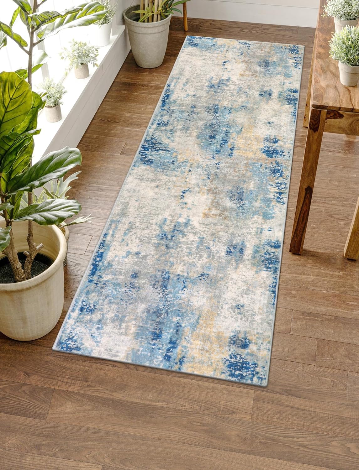 Lahome Modern Abstract Living Room Rug 8x10, Washable 8x10 Area Rugs for Bedroom Stain Resistant Non Slip, Large Red Soft Indoor Carpet for Dining Room Table Home Decor