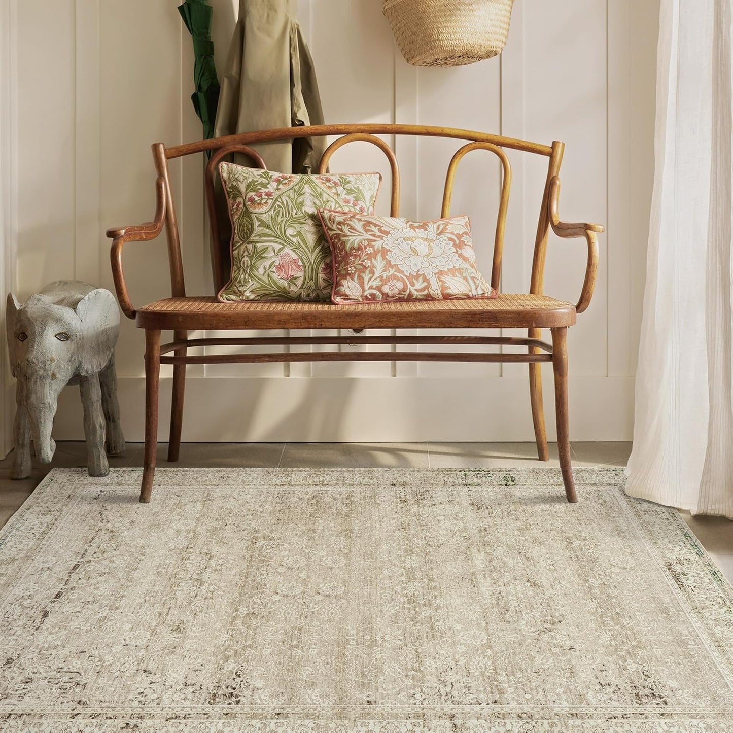 Pink Area Rug for Living Room Soft Washable Faux Wool Neutral Boho Floral Big Nursery Bed Bedroom Livingroom Carpet Size Extra Large Area Rugs 8x10