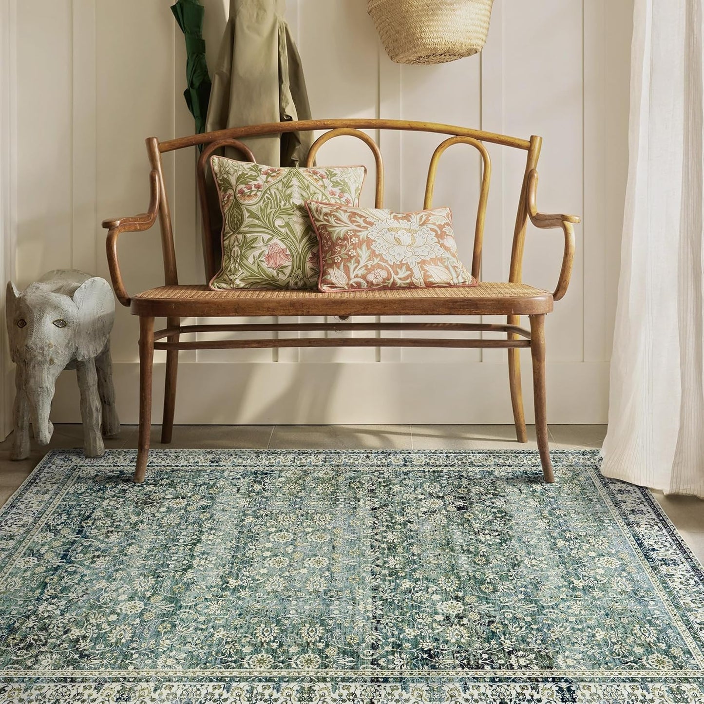 Pink Area Rug for Living Room Soft Washable Faux Wool Neutral Boho Floral Big Nursery Bed Bedroom Livingroom Carpet Size Extra Large Area Rugs 8x10