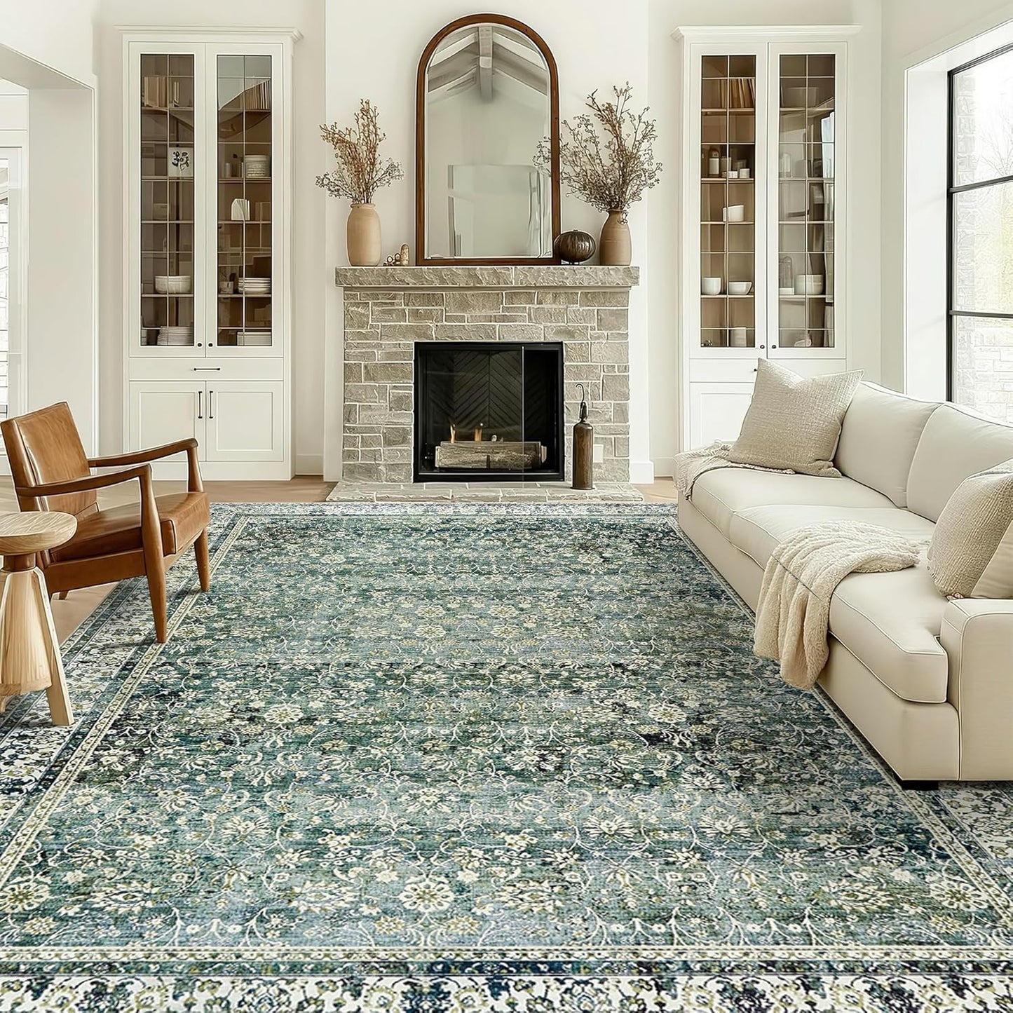 Pink Area Rug for Living Room Soft Washable Faux Wool Neutral Boho Floral Big Nursery Bed Bedroom Livingroom Carpet Size Extra Large Area Rugs 8x10