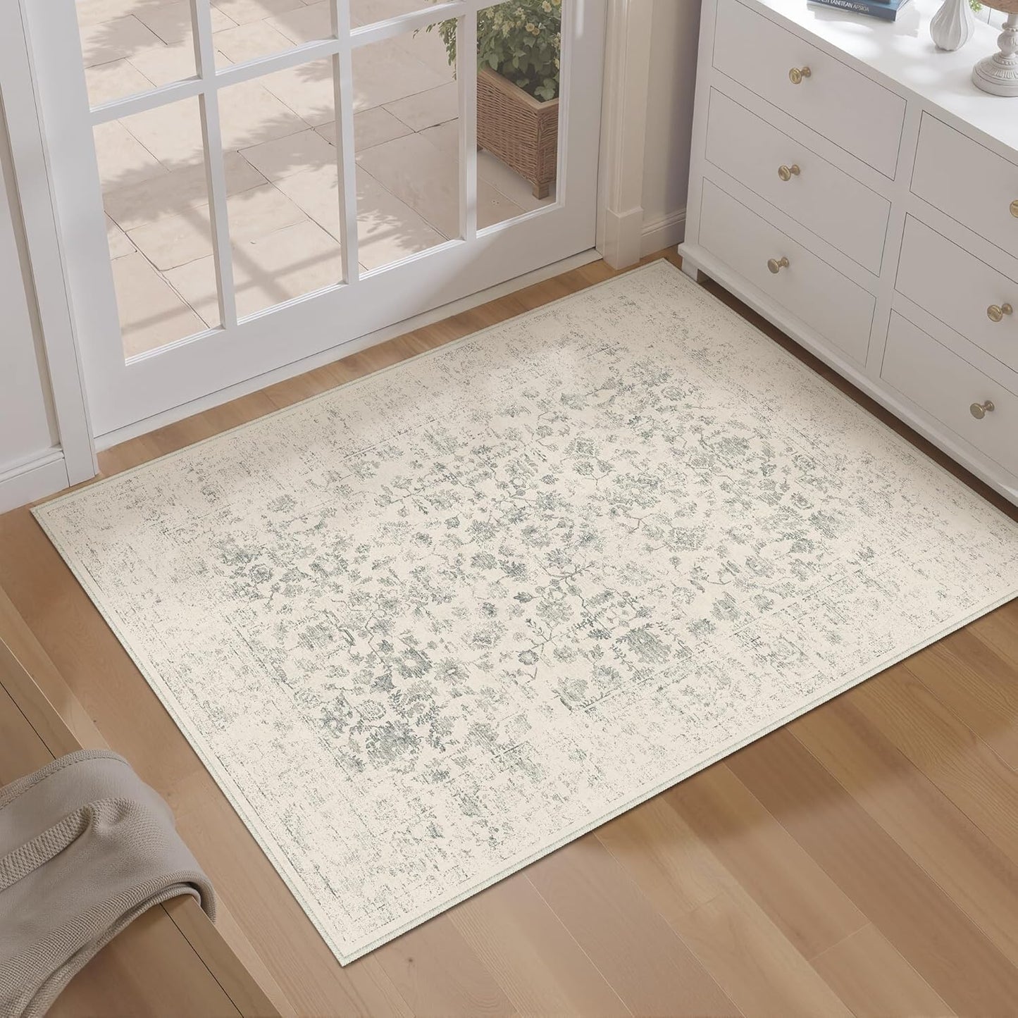 8x10 Machine Washable Rugs Brown Hallway Large Area Rug Indoor Accent Rug Floral Low Pile Carpet Soft Throw Aesthetic Rug Bedroom Living Room Office Dining Room Kitchen Laundry Room