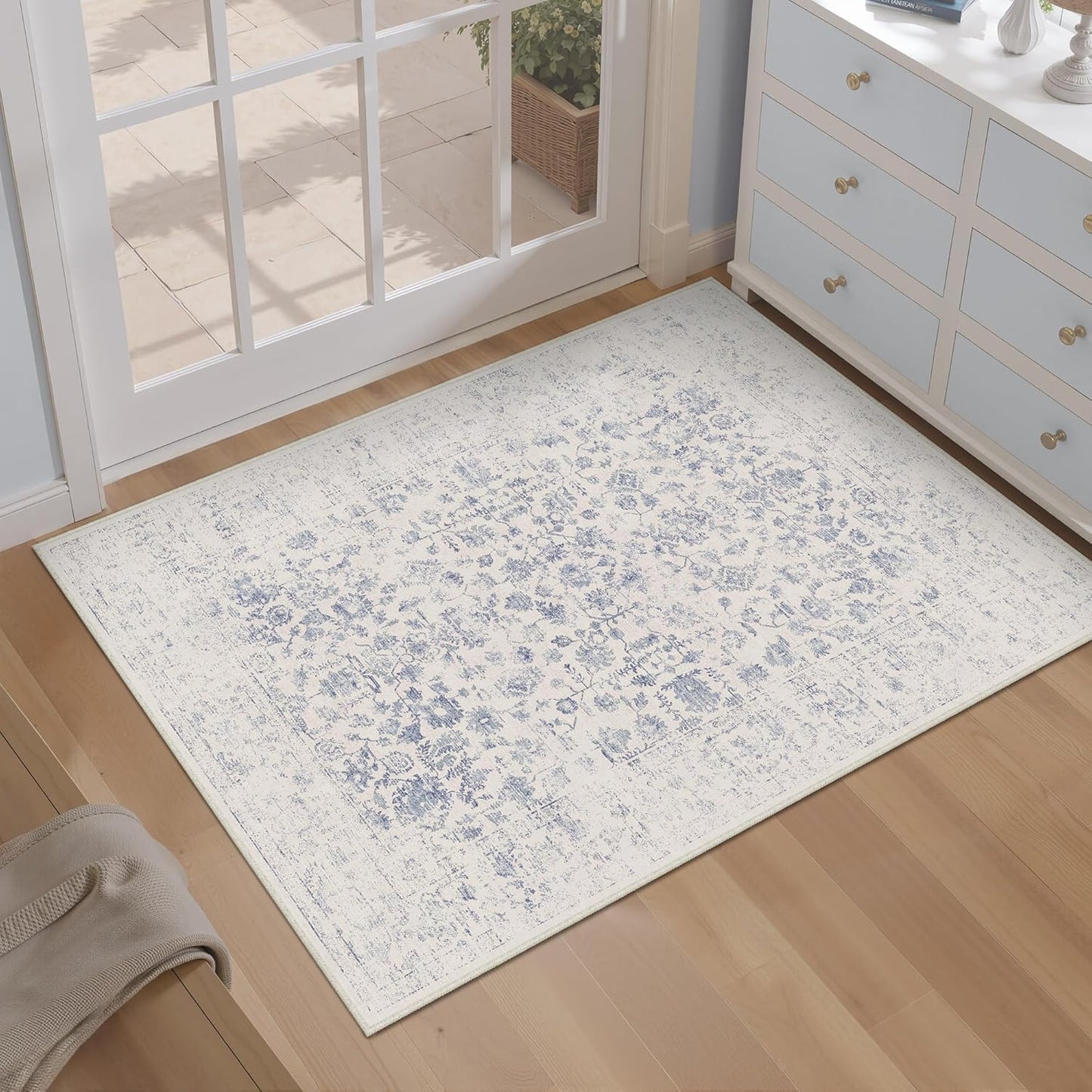 8x10 Machine Washable Rugs Brown Hallway Large Area Rug Indoor Accent Rug Floral Low Pile Carpet Soft Throw Aesthetic Rug Bedroom Living Room Office Dining Room Kitchen Laundry Room