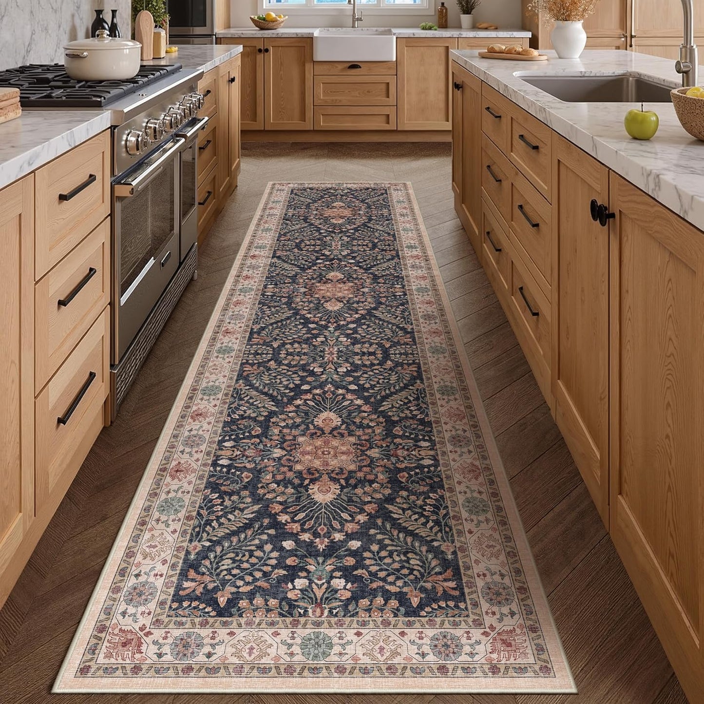 8x10 Machine Washable Rugs Brown Hallway Large Area Rug Indoor Accent Rug Floral Low Pile Carpet Soft Throw Aesthetic Rug Bedroom Living Room Office Dining Room Kitchen Laundry Room