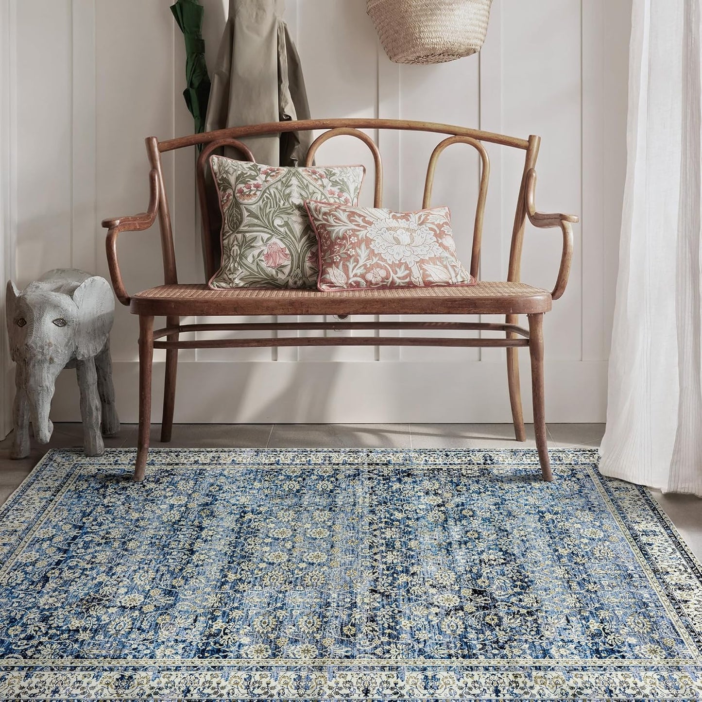 Pink Area Rug for Living Room Soft Washable Faux Wool Neutral Boho Floral Big Nursery Bed Bedroom Livingroom Carpet Size Extra Large Area Rugs 8x10